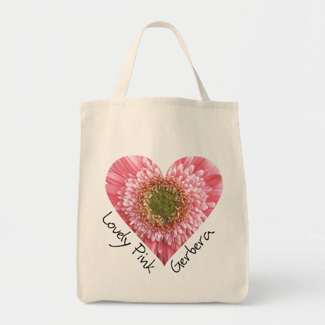 Lovely pink gerbera - Heart shape Tote Bag (Front)