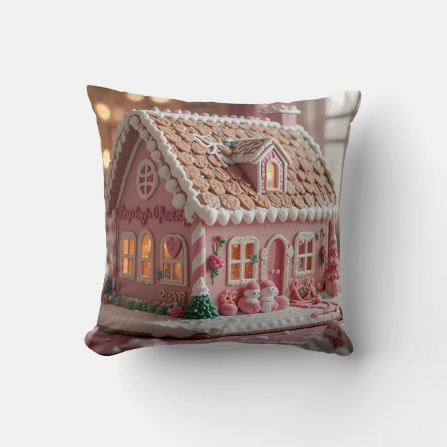 lovely pink gingerbread cushion (Front)