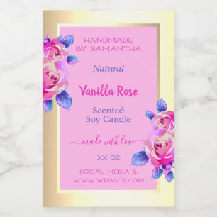 Lovely Pink Gold Product Labels Candles Beauty &