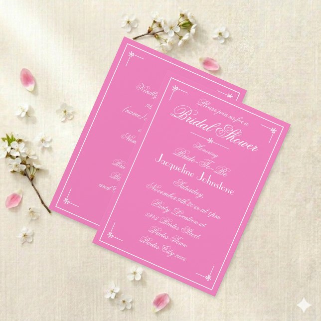 Lovely Pink Gorgeous White Script Bridal Shower Invitation (Just lovely in the right setting.)