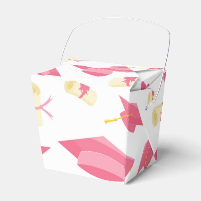 Lovely Pink Graduation Cap and Diplomas Favour Box (Front Side)