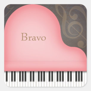 Lovely Pink Grand Piano Music Lover's Personalised Square Sticker