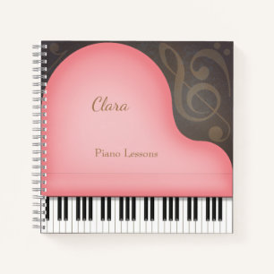 Lovely Pink Grand Piano Music Lover's Personalized Notebook