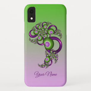 Lovely Pink Green Hearts Abstract Fractal Name Case-Mate iPhone Case