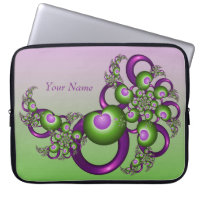 Lovely Pink Green Hearts Abstract Fractal Name