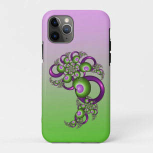 Lovely Pink Green Hearts Modern Abstract Fractal Case-Mate iPhone Case