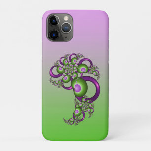 Lovely Pink Green Hearts Modern Abstract Fractal Case-Mate iPhone Case