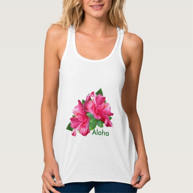 Lovely Pink Hibiscus Flowers Singlet (Front)