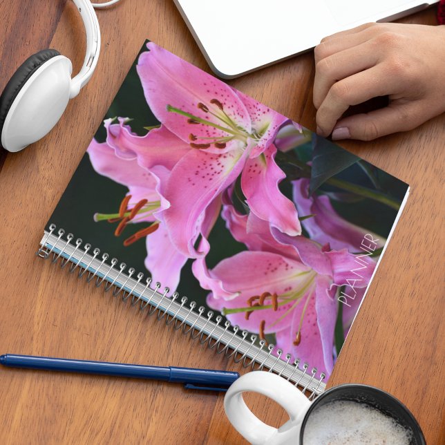 Lovely Pink Lily Blooms Floral Planner (In Situ)
