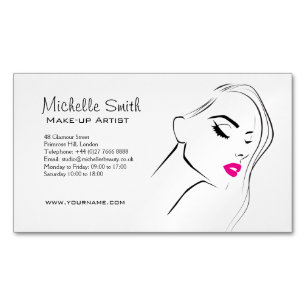 Lovely pink lips make up artist  branding magnetic business card