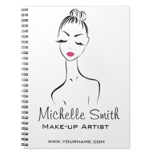 Lovely pink lips make up artist branding spiral notebook