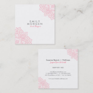 Lovely Pink Paisley Mandala Square Business Card