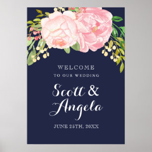 Lovely Pink Peony Welcome Sign (20x28)