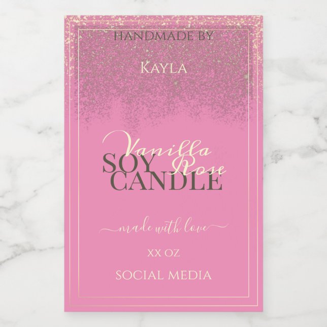 Lovely Pink Product Packaging Labels Gold Frame (Single Label)