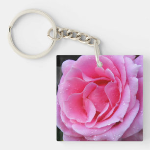 Lovely Pink Rose Acrylic Keychain