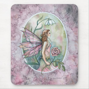 Lovely Pink Rose Fairy Fantasy Art Mousepad