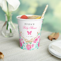 Lovely Pink Rose Floral Golden Bow Baby shower