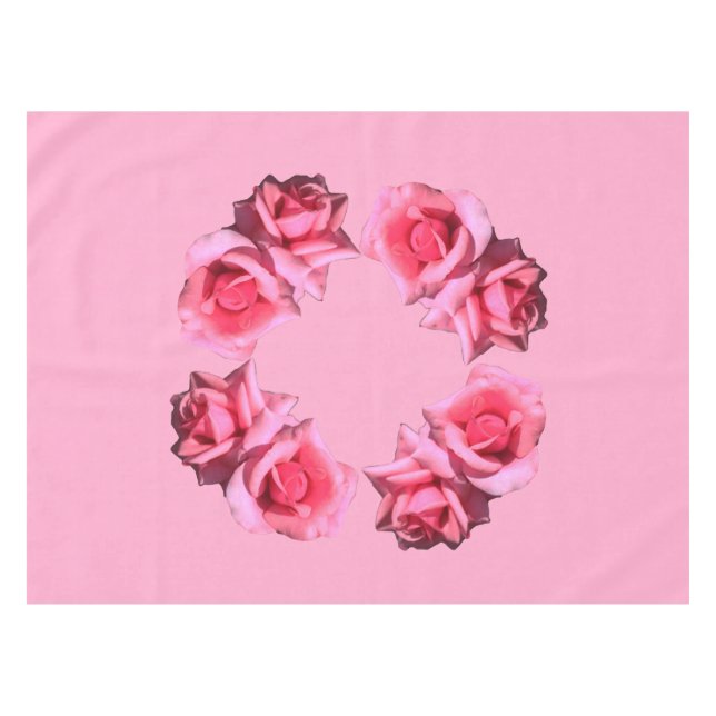 lovely pink rose flower pink table cloth (Front (Horizontal))