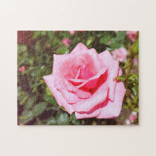 lovely pink rose flower with sweet hearts jigsaw puzzle
