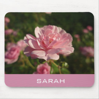 lovely pink rose flowers, add your name mouse pad