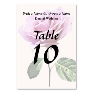 Lovely Pink Rose With Leaves Table Number