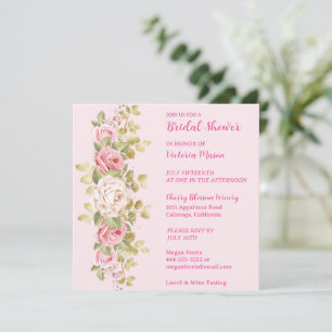 Lovely Pink Roses Bridal Shower Invitation