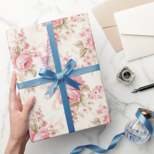 Lovely Pink Roses Wrapping Paper (Gifting)