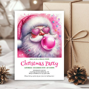 Lovely pink santa chewing gum watercolor invite