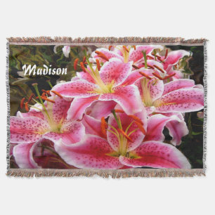 Lovely Pink Stargazer Lilies Sherpa Blanket