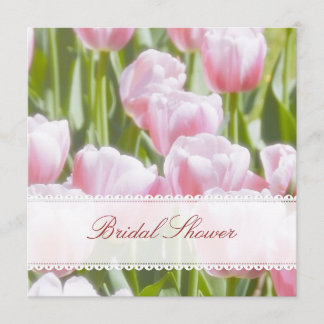 Lovely Pink Tulips Bridal Shower Invitation