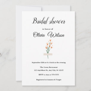 Lovely Pink Watercolor Wildflower Bridal Shower Invitation