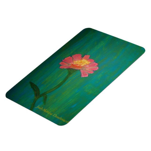 Lovely Pink Zinnia Magnet (Left Side)