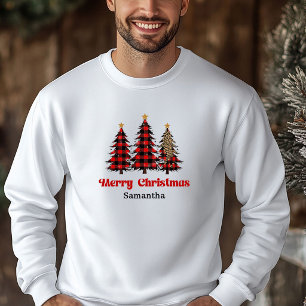 Lovely Plaid Tree Christmas Pullover Festive Outfi