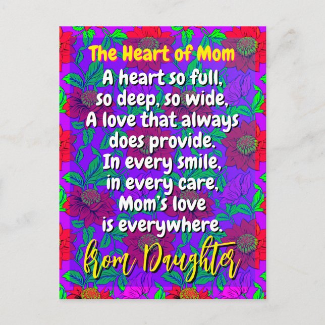 Lovely Poem for My Mum | Custom Floral Postcard (Front)