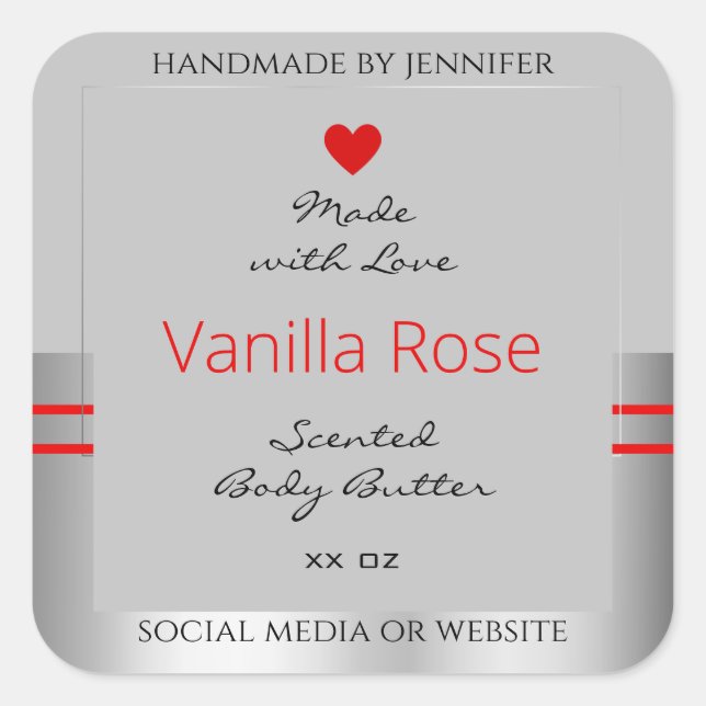 Lovely Product Packaging Labels Light Grey Silver (Front)