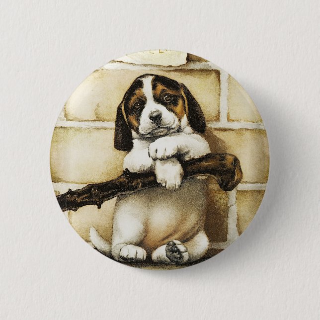 Lovely Puppy  6 Cm Round Badge (Front)