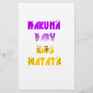Lovely Purple and Yellow Hakuna Matata Baby Kids G Stationery