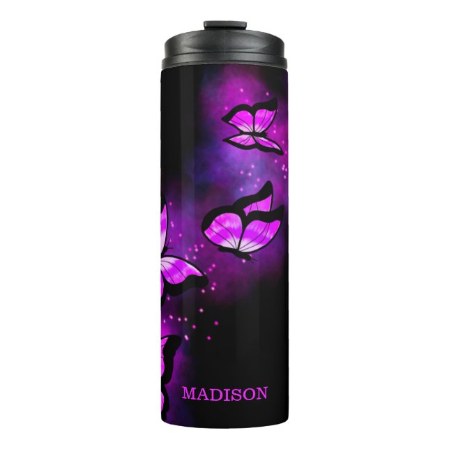 Lovely Purple Butterflies Thermal Tumbler (Front)