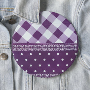 Lovely Purple chequered Damask Seamless Pattern 6 Cm Round Badge