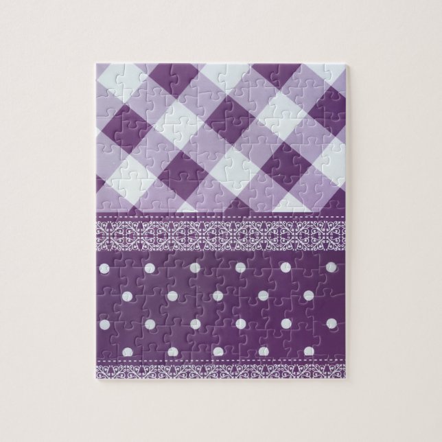 Lovely Purple chequered Damask Seamless Pattern Jigsaw Puzzle (Vertical)