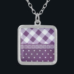 Lovely Purple chequered Damask Seamless Pattern Silver Plated Necklace<br><div class="desc">Lovely Purple chequered Damask Seamless Pattern Beautiful amazing Purple and white diamond design tartan plaid pattern on an amazing purple background. One of the latest perfect geometrical repeated simple elegant fashion design for all those who love this colour of power for that special wedding occasion, birthday, sentimental gift and for...</div>