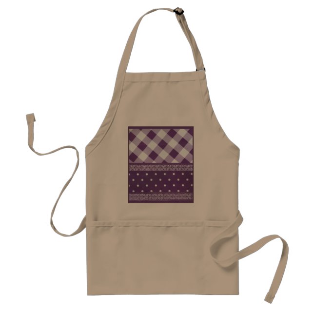 Lovely Purple chequered Damask Seamless Pattern Standard Apron (Front)