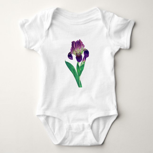 Lovely Purple Dutch Iris Baby Bodysuit (Front)