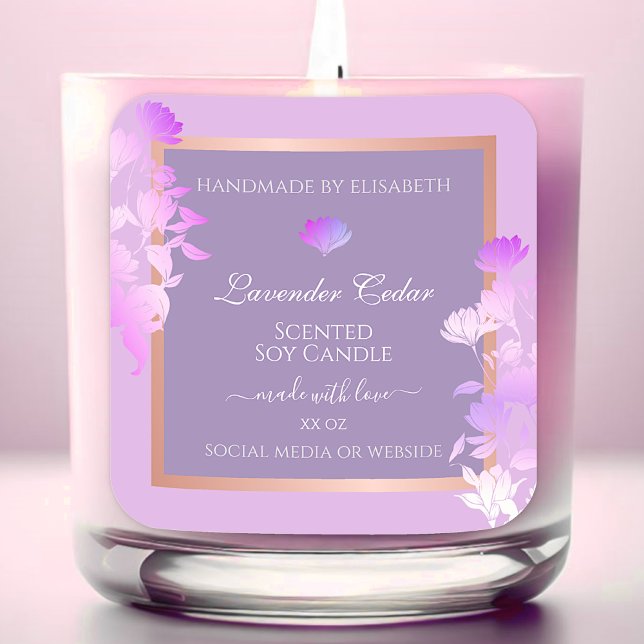 Lovely Purple Floral Product Packaging Labels Chic (Creator Uploaded)