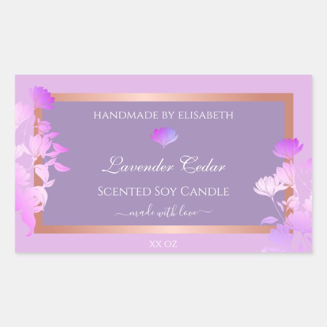 Lovely Purple Floral Product Packaging Labels Chic (Front)