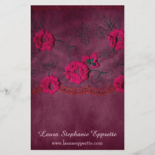 Lovely Purple Floral Victorian Stationery