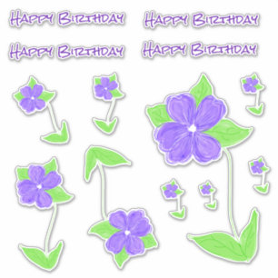 Lovely Purple Flowered Sticker Decals