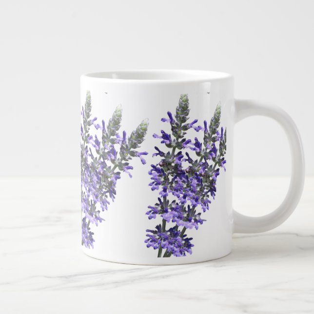 Lovely Purple Lavender Herb Flower on Ceramic Large Coffee Mug (Right)