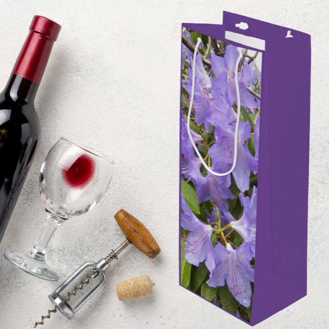 Lovely Purple Rhododendrons Floral Wine Gift Bag (In Situ)