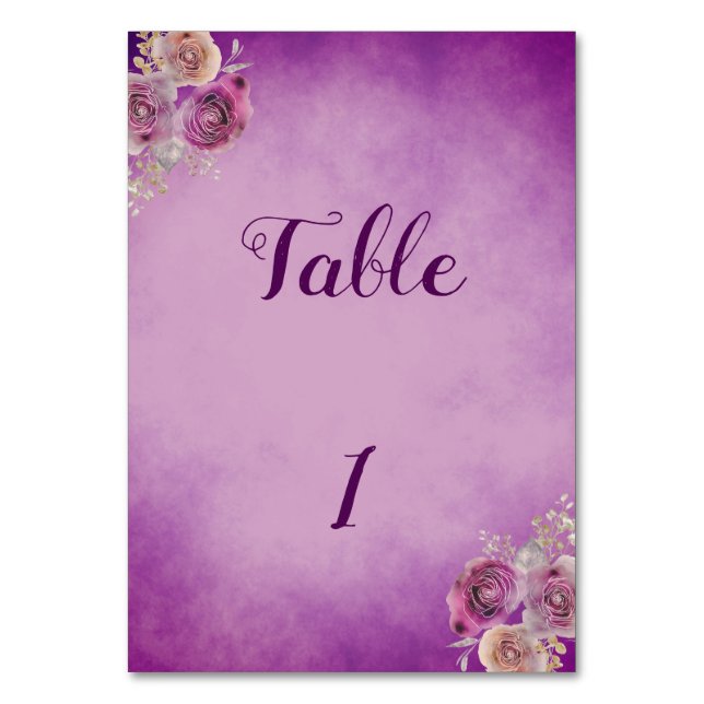 Lovely Purple Table Numbers (Front)